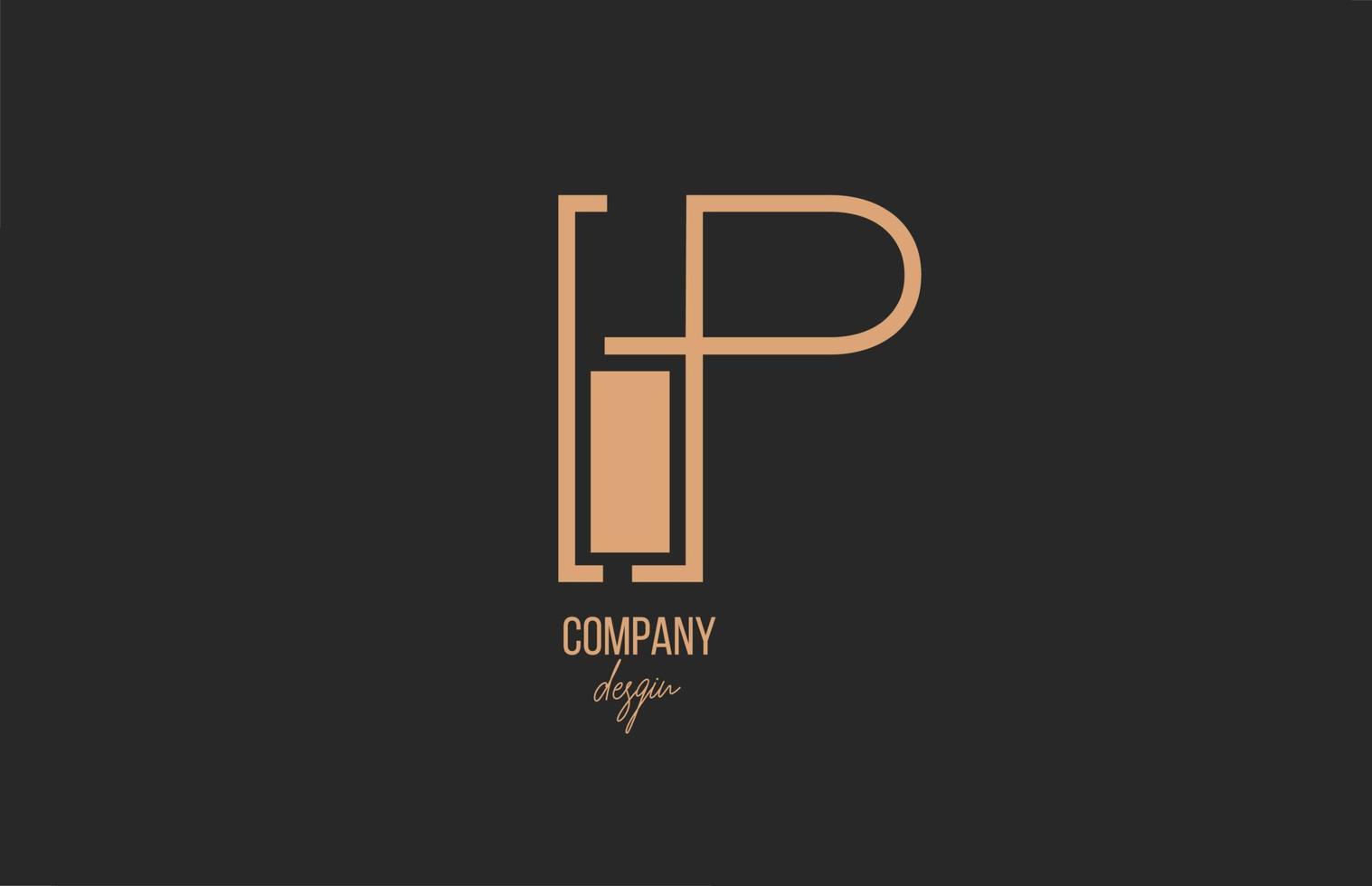 Icono de alfabeto de letra p logo con diseño floral vintage en marrón negro para empresa y negocio vector