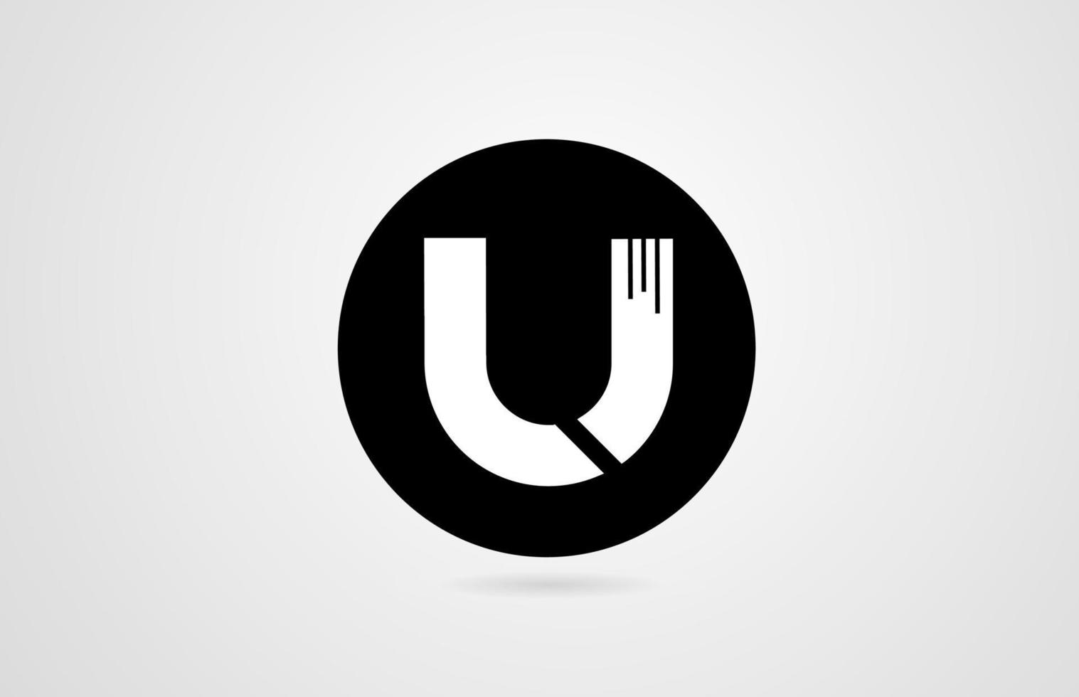 U white alphabet letter black circle company business logo icon design corporate vector