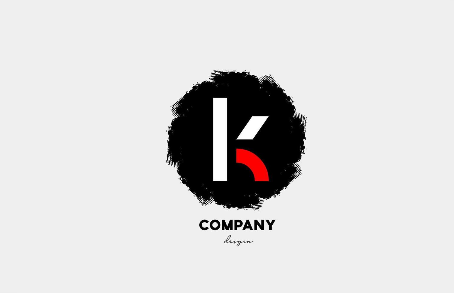 K red white black letter alphabet logo icon with grunge design for company and business vector