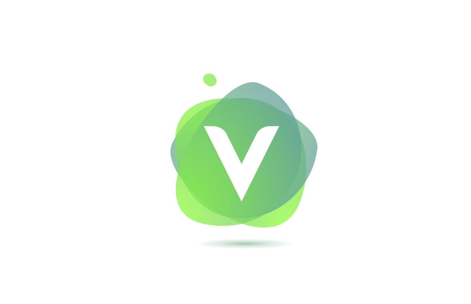 V logotipo de letra del alfabeto para empresa y negocio con diseño degradado. Plantilla de color pastel para identidad corporativa en verde y blanco. vector