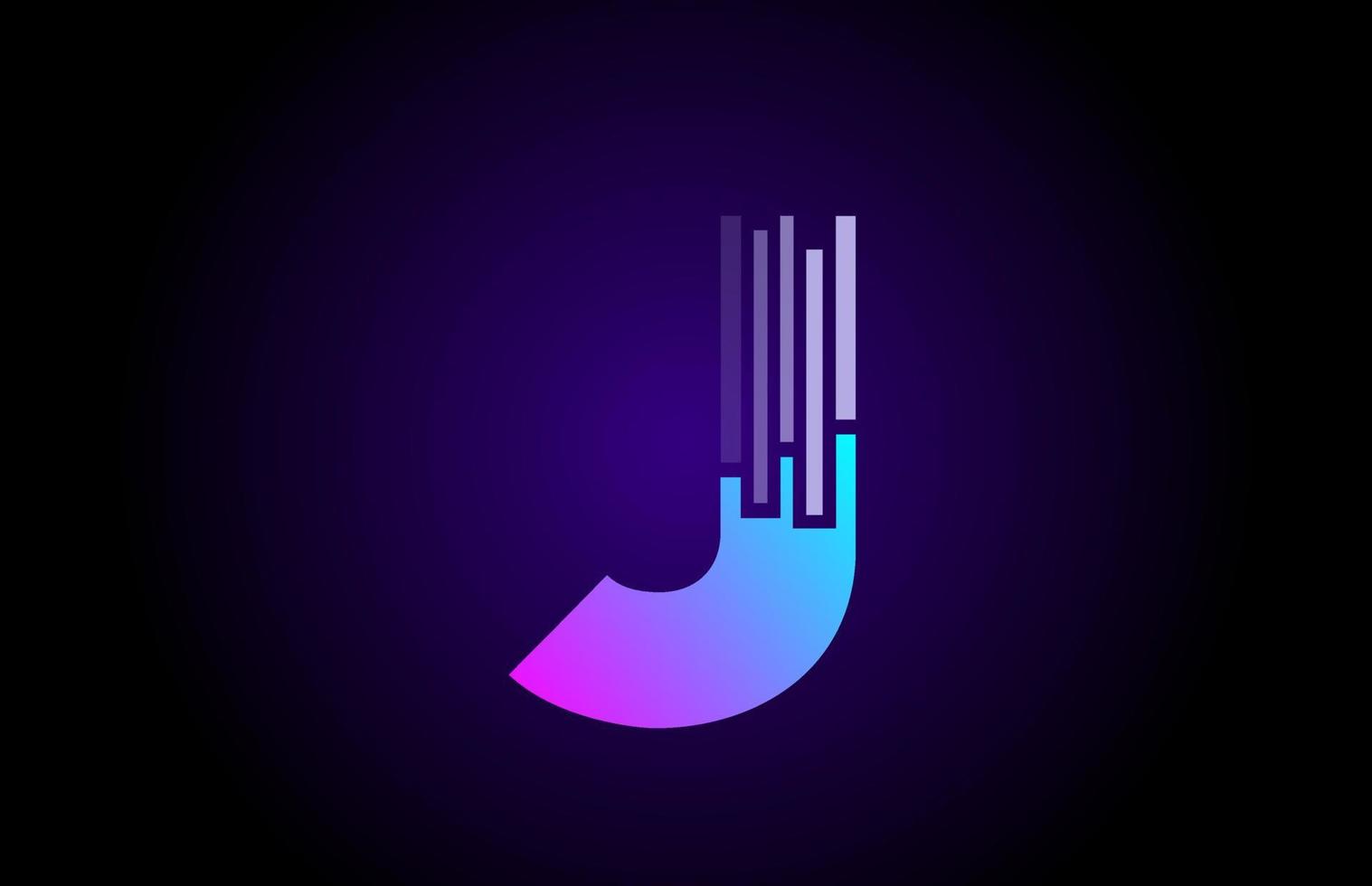 J alphabet letter logo for company and business. Blue pink design for identity vector