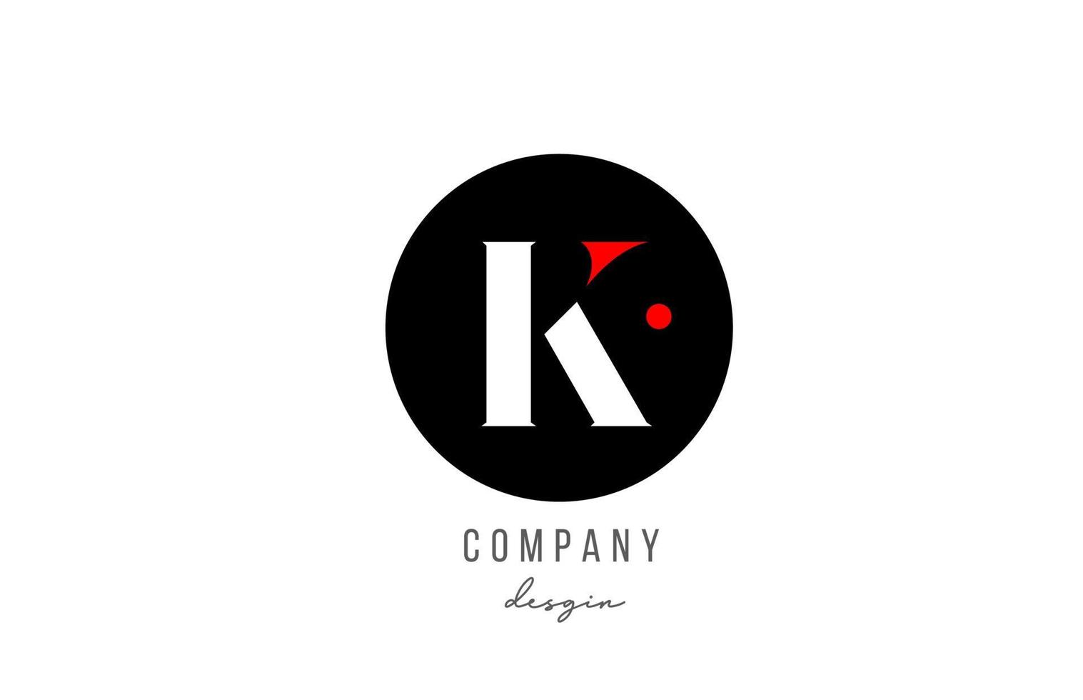 K letter alphabet icon logo design in white red with circle for business and company vector