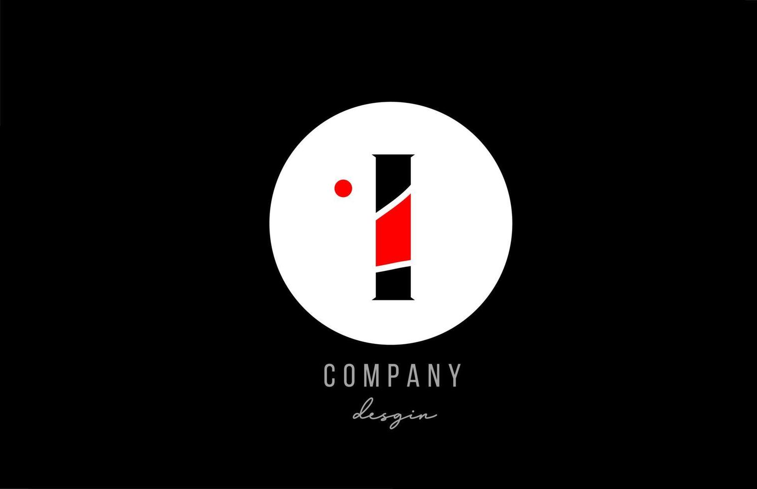 Diseño de icono de logotipo de letra i alfabeto con círculo blanco para negocios y empresa vector