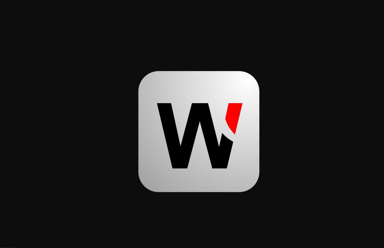 W icono del logotipo de la letra del alfabeto para negocios y empresas con un diseño simple en blanco y negro vector