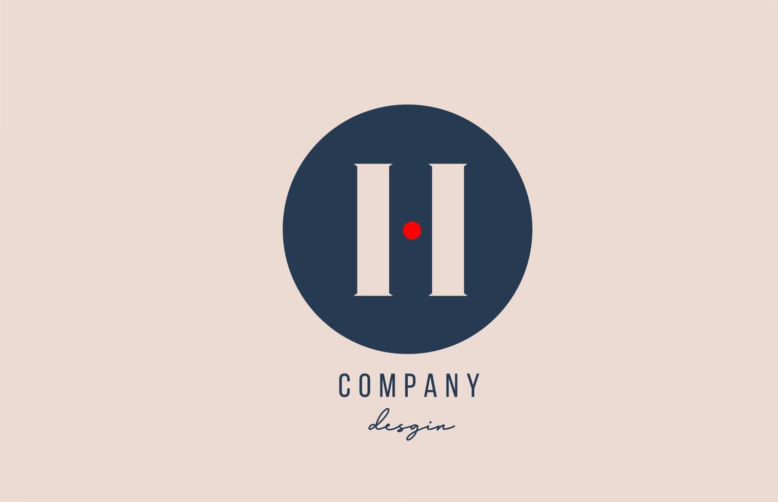 red dot H letter alphabet logo icon design with blue circle for company and business vector