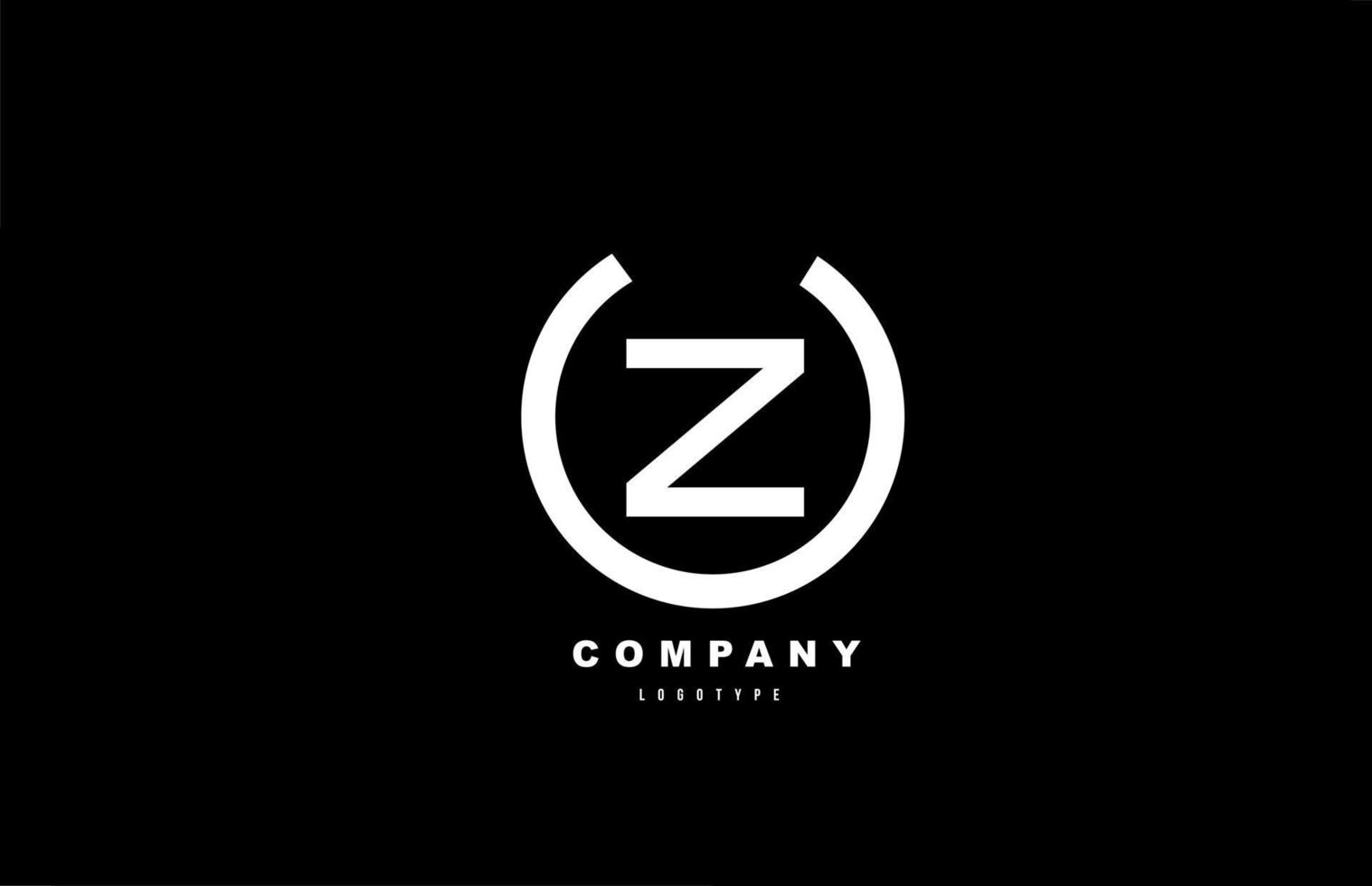 Z diseño de icono de alfabeto de logotipo de letra blanca y negra para empresa y negocio vector