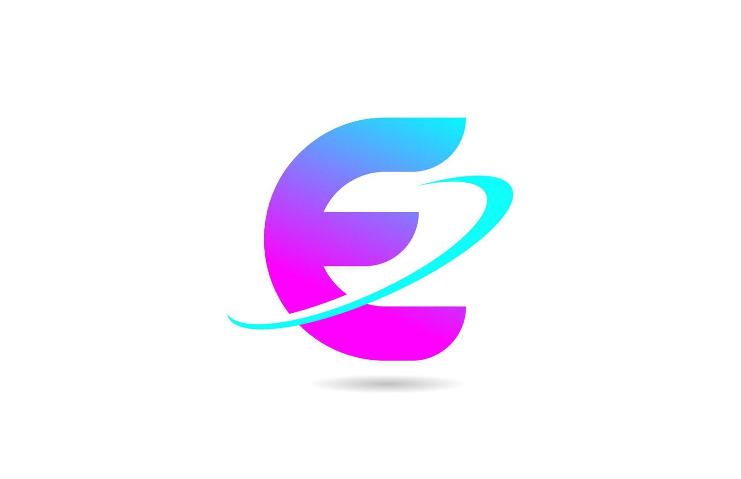 pink blue E alphabet letter logo icon design with swoosh for business and company vector