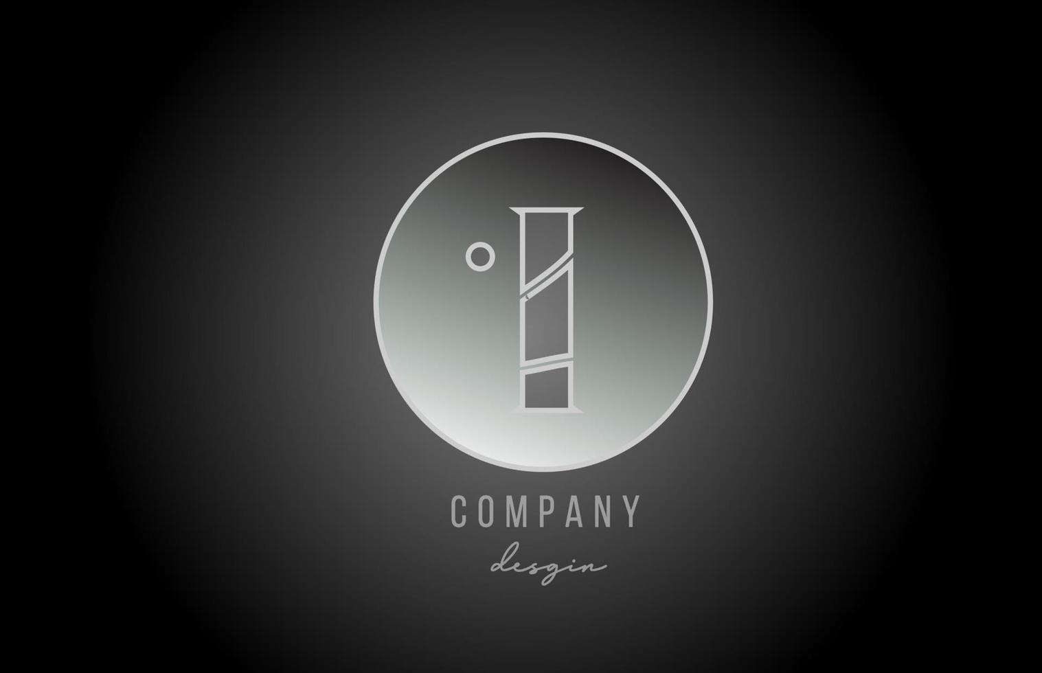 silver grey metal I alphabet letter logo icon design for company and business vector