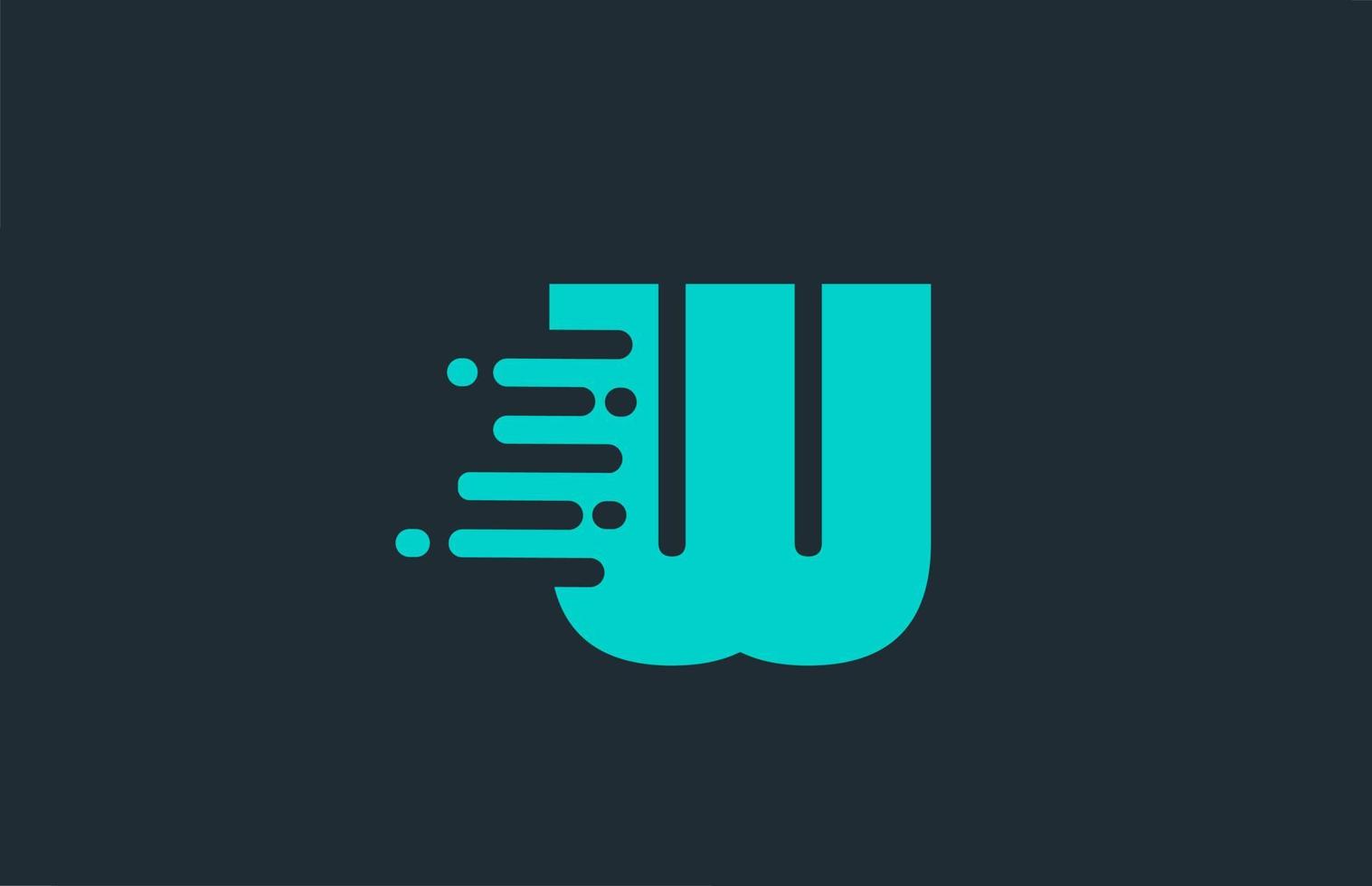 Icono de logotipo de letra del alfabeto azul w con diseño de línea para empresa y negocio vector