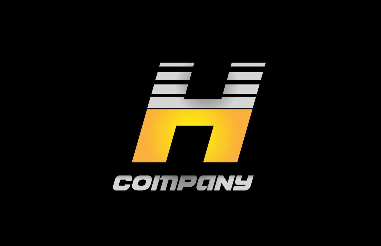 Icono de logotipo de letra del alfabeto h para negocios y empresa con diseño de rayas amarillas vector