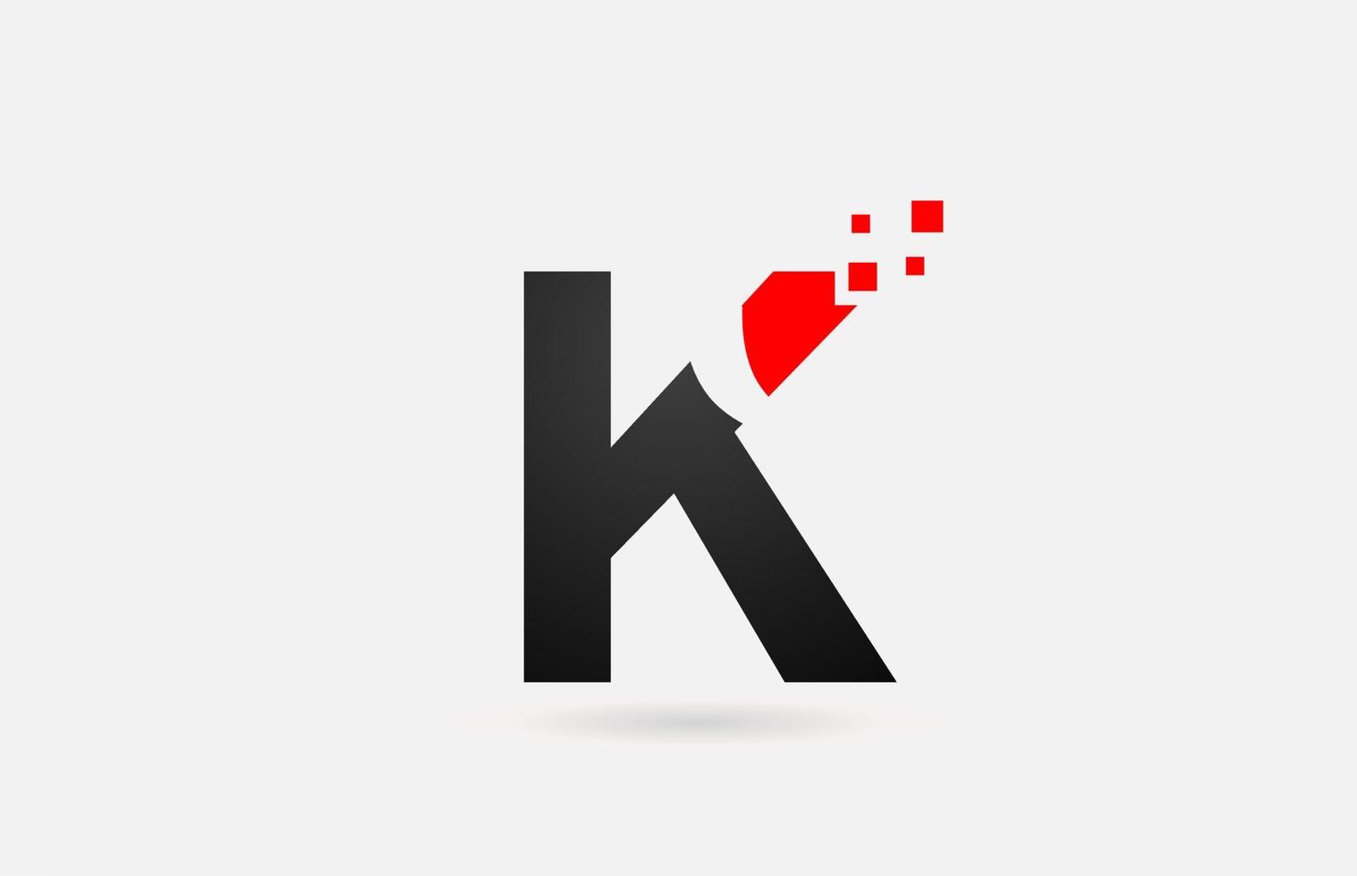 Ícono de logotipo de letra k para negocios y empresas con diseño simple de puntos en blanco y negro vector