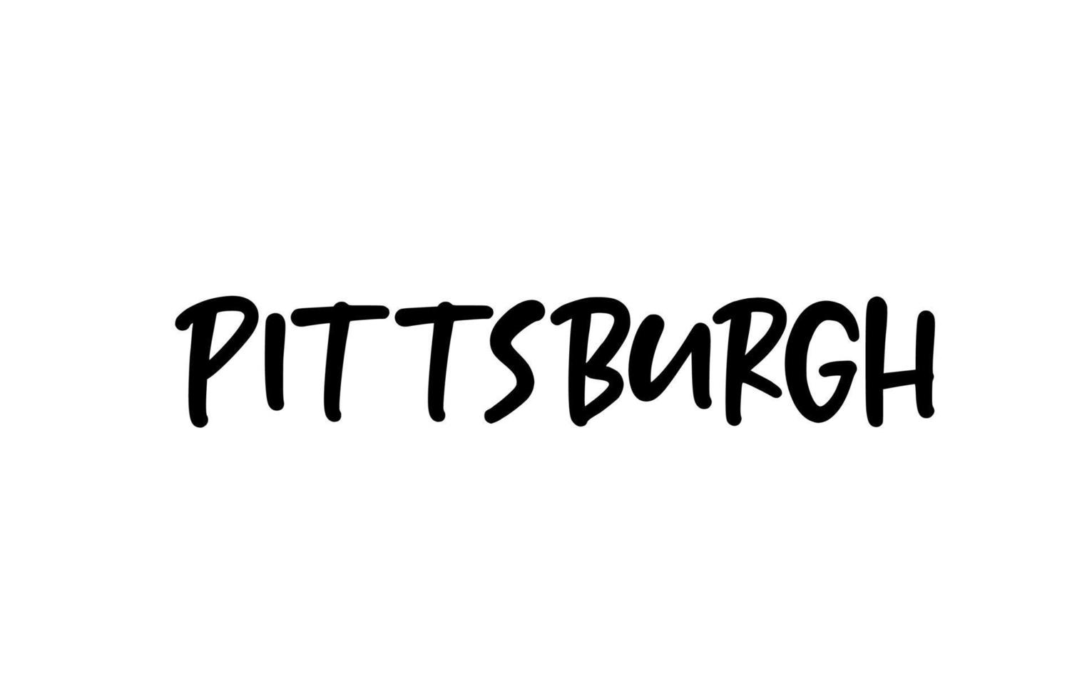 letras de la mano del texto de la palabra de la tipografía manuscrita de la ciudad de Pittsburgh. texto de caligrafía moderna. de color negro vector