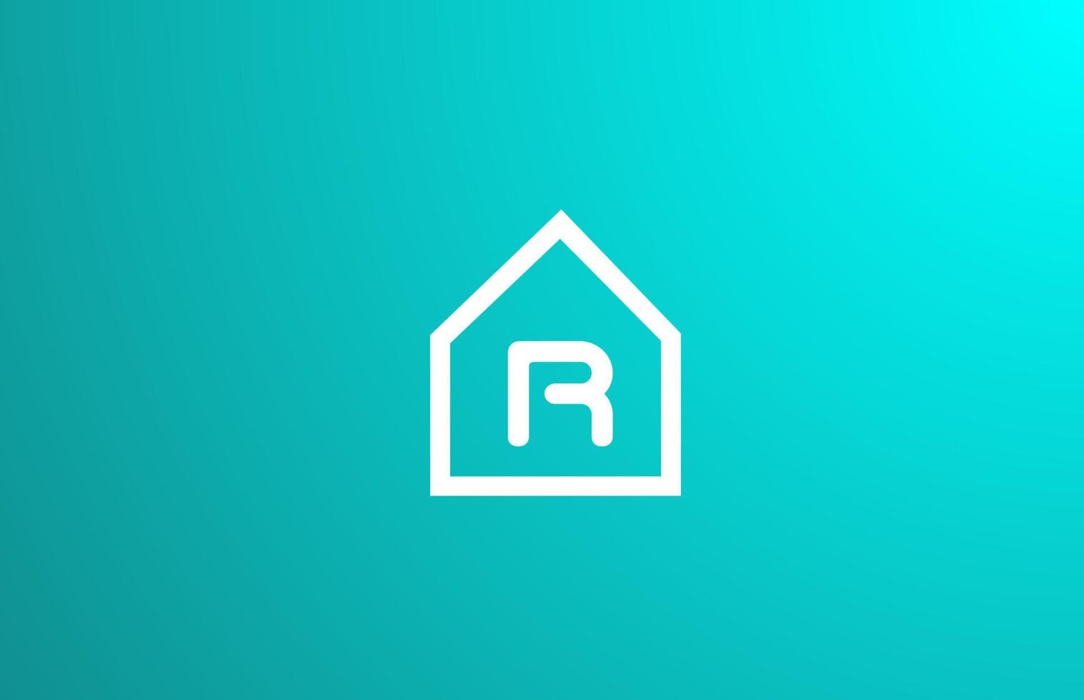 R alfabeto letra logo icono para empresa y negocio con diseño de casa blanca verde vector