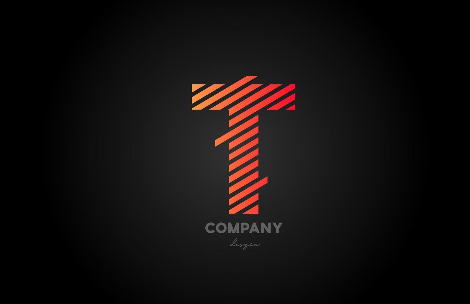 T orange alphabet letter logo icon design for business and company vector