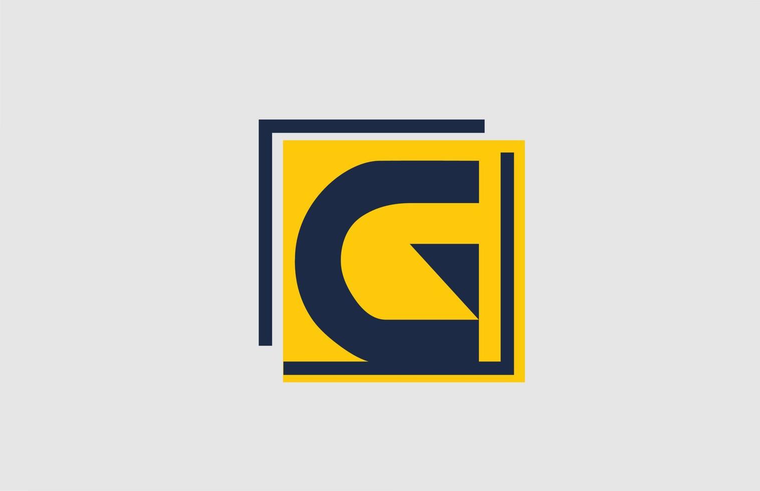 G yellow blue square alphabet letter logo icon design for business and company vector