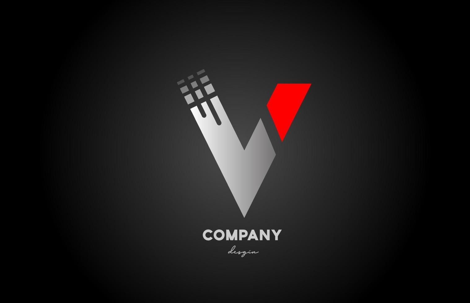 V red grey alphabet letter logo icon design for business and company vector