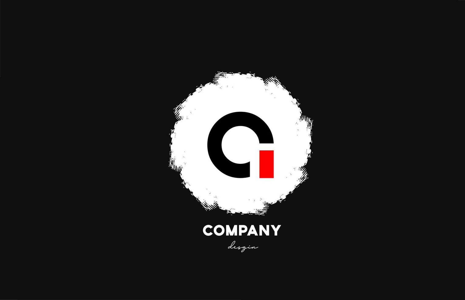 A black red white alphabet letter logo icon with grunge design for company and business vector