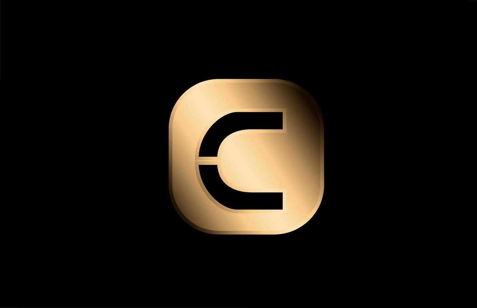 gold metal C alphabet letter logo icon design for company and business vector