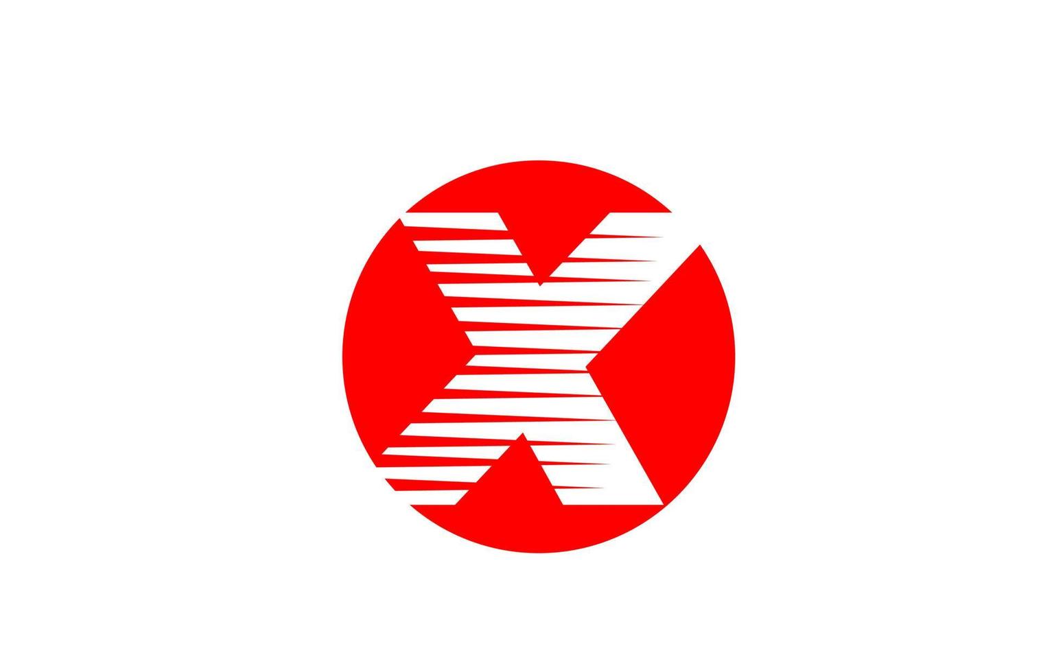 icono del logotipo x de la letra del alfabeto para la empresa y el negocio. diseño de icono simple para identidad corporativa con rayas de línea y círculo rojo vector