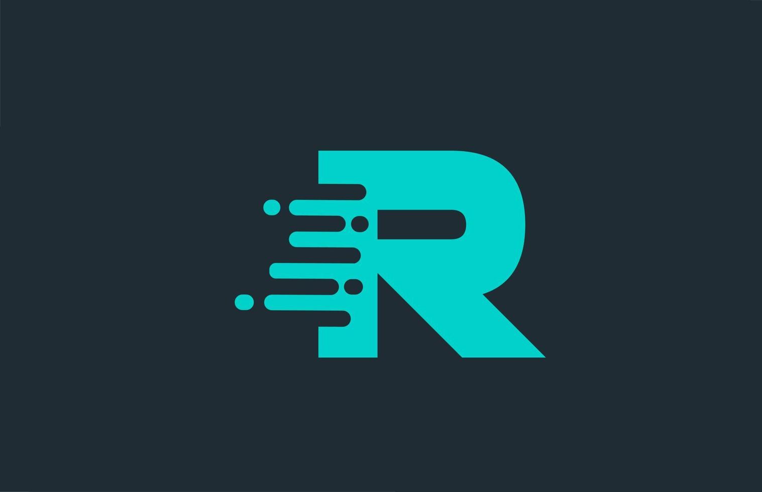 R icono de logotipo de letra del alfabeto azul con diseño de línea para empresa y negocio vector