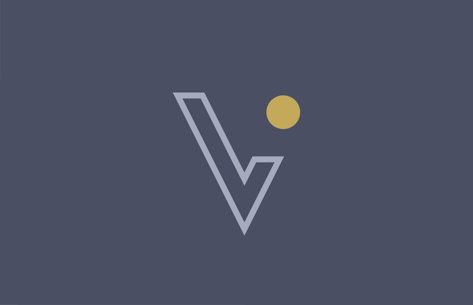 line V alphabet letter logo icon design yellow blue for company and business vector