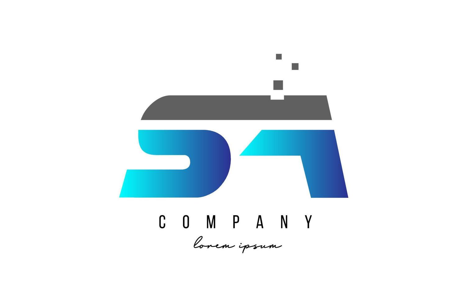 SA S A alphabet letter logo combination in blue and grey color. Creative icon design for company and business vector
