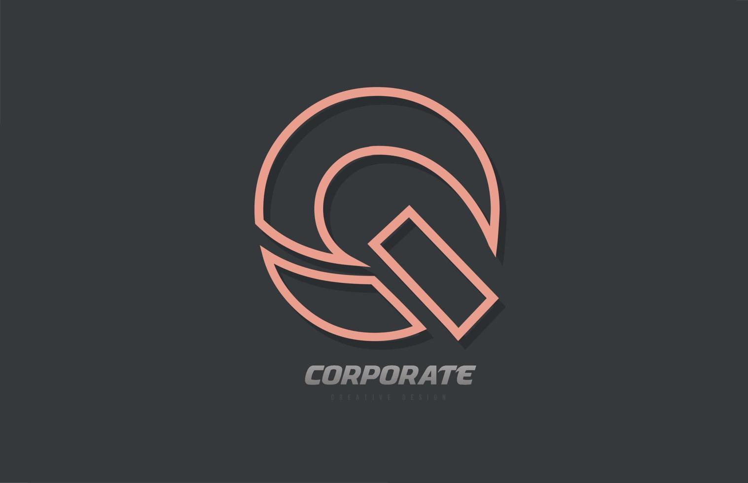 Q alphabet letter line company business brown grey logo icon design vector
