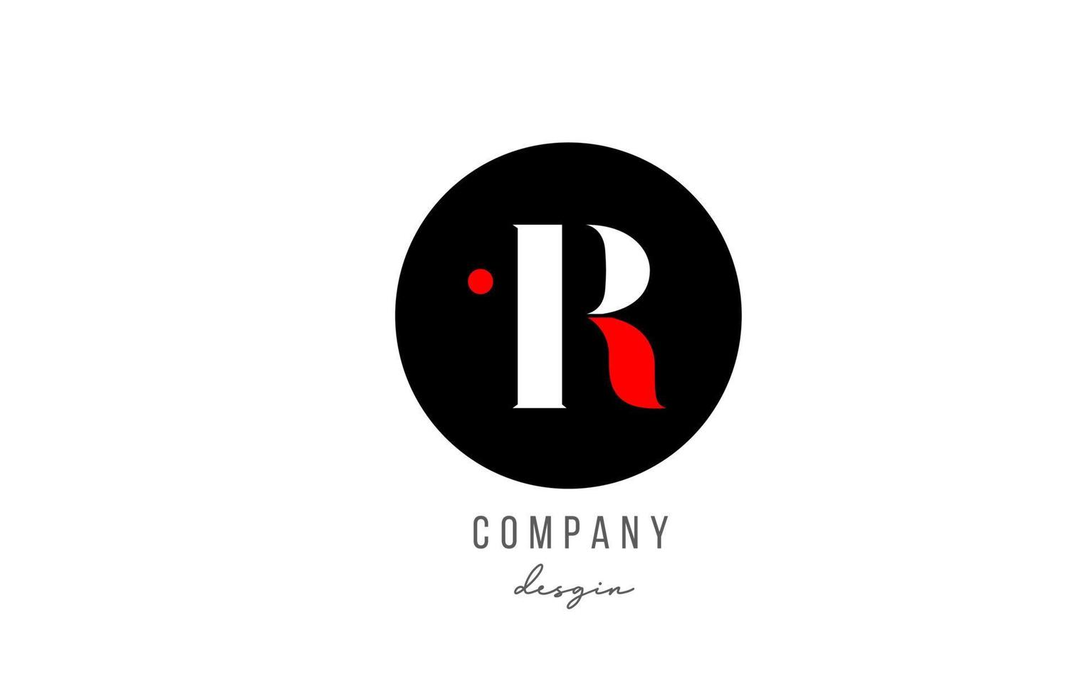 R letter alphabet icon logo design in white red with circle for business and company vector