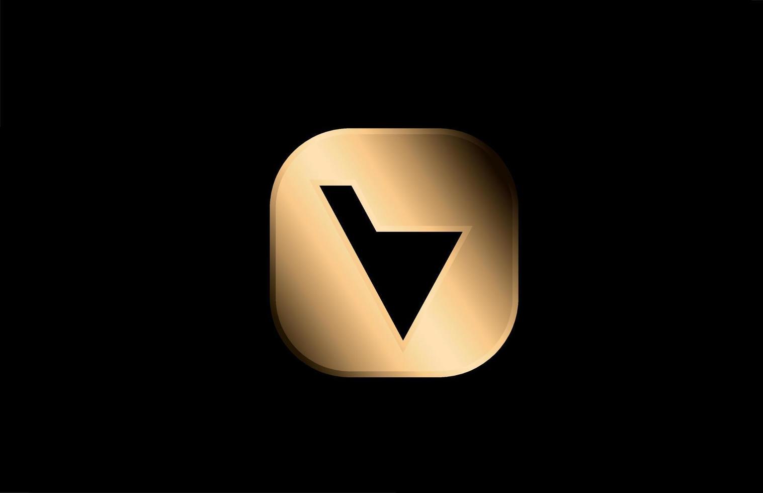 Diseño de icono de logotipo de letra del alfabeto v de metal dorado para empresa y negocio vector