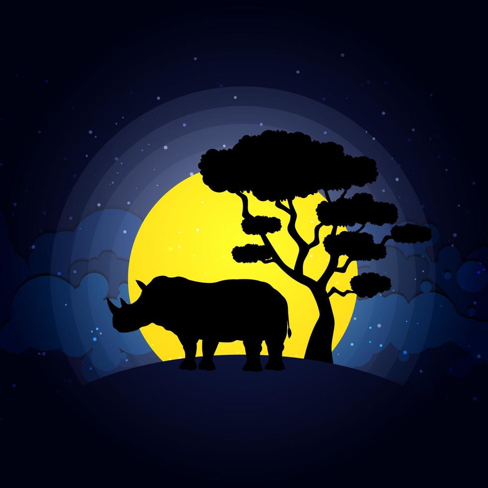 rhinoceros shadow isolated vector