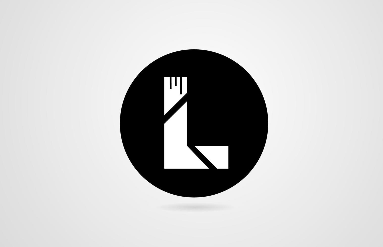 L white alphabet letter black circle company business logo icon design corporate vector