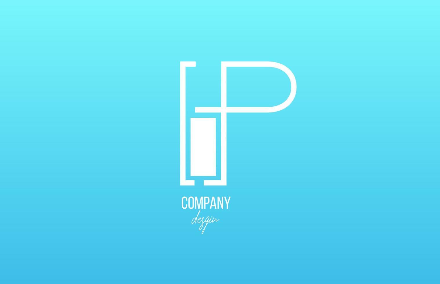 blue white P alphabet letter logo icon with line design for business and company vector