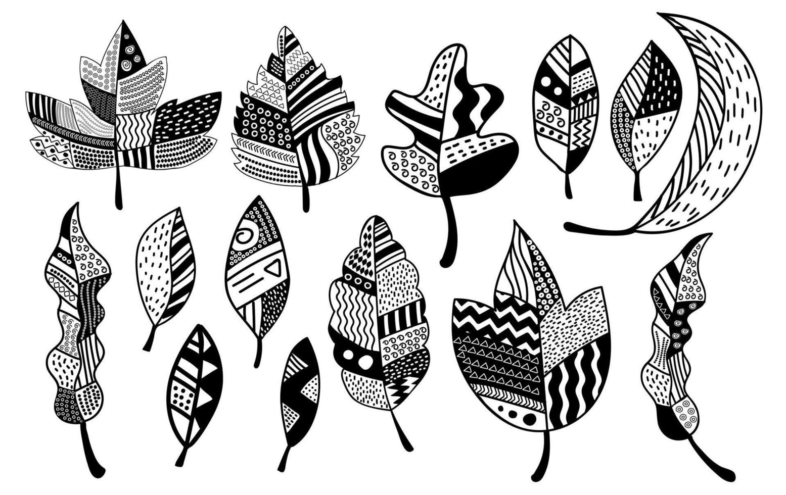 Artistically ethnic leaf art. hand drawn abstract vector