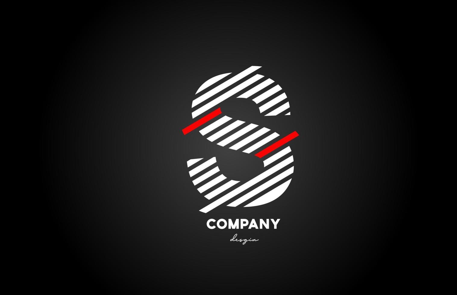 black white red S alphabet letter logo design icon for company and business vector