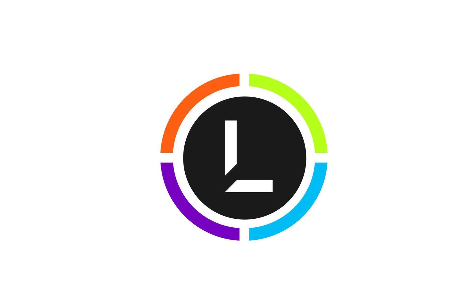 Diseño de icono de logotipo de letra del alfabeto de color l para empresa y negocio vector