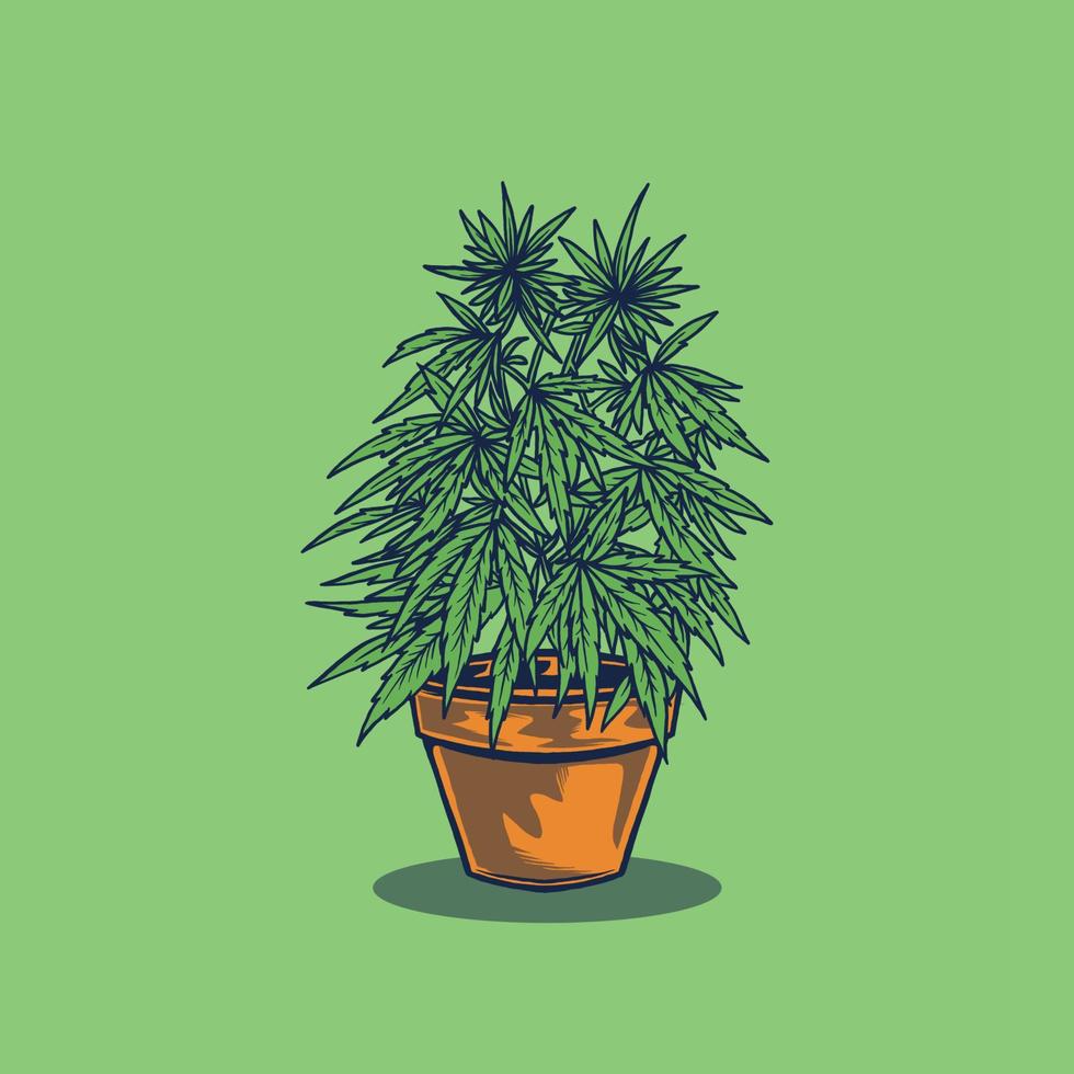 árbol de cannabis en la ilustración de vector de olla