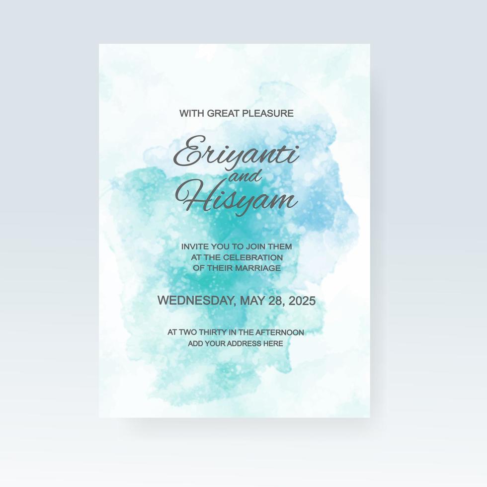 Watercolor wedding invitation card. Beautiful wedding card watercolor with splash. vector