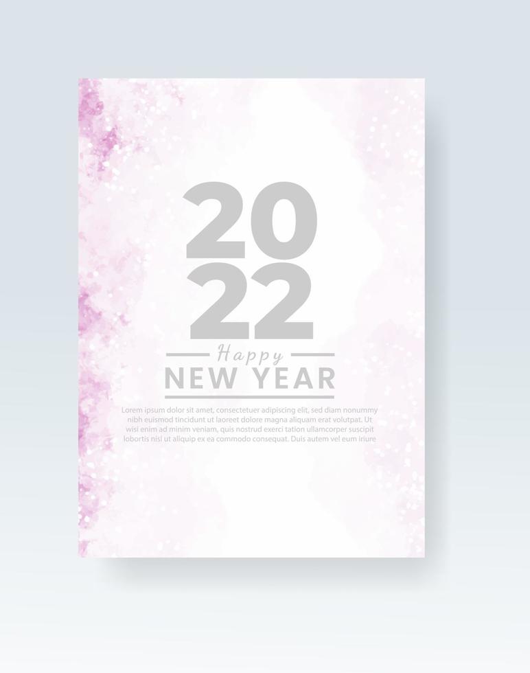 Happy new year 2022 poster or card template with watercolor wash splash vector