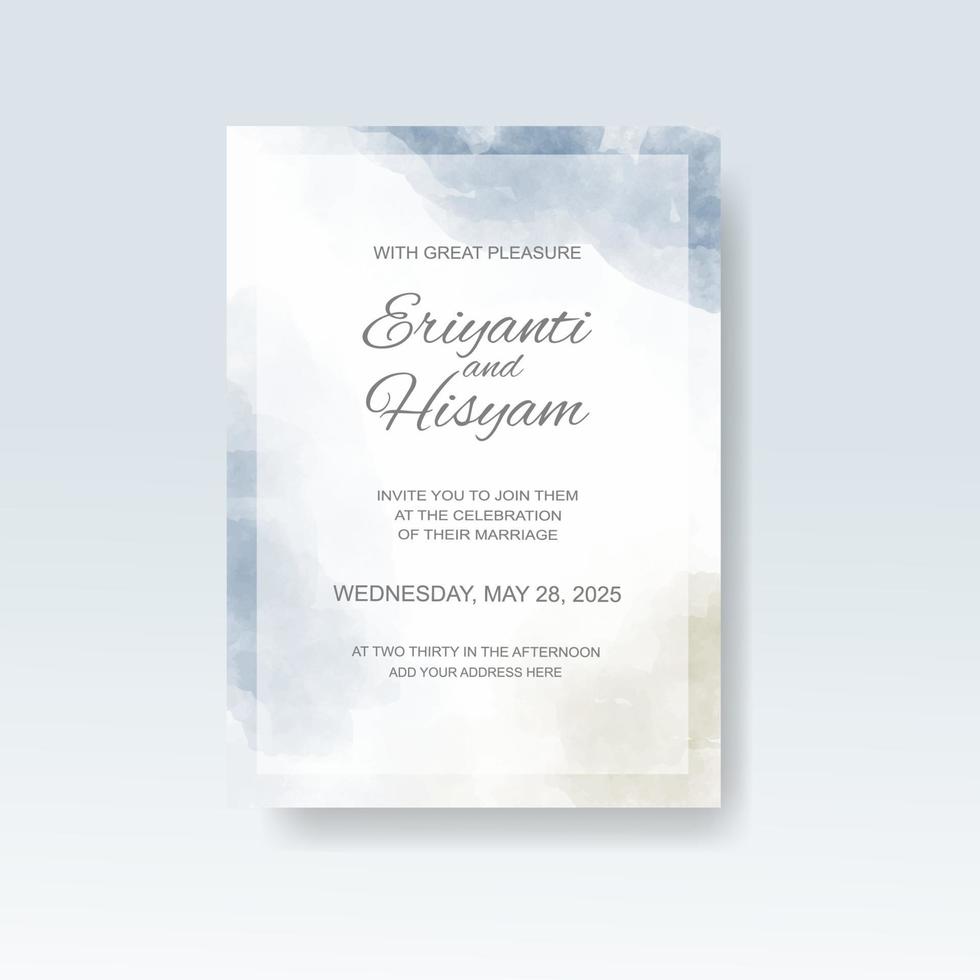 Watercolor wedding invitation card. Beautiful wedding card watercolor with splash. vector