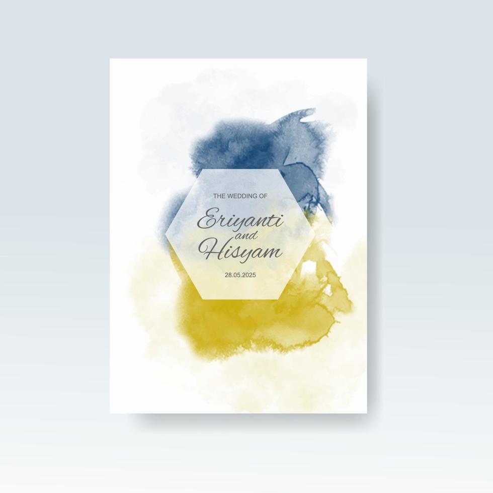 tarjeta de invitación de boda acuarela. hermosa acuarela de tarjeta de boda con salpicaduras. vector