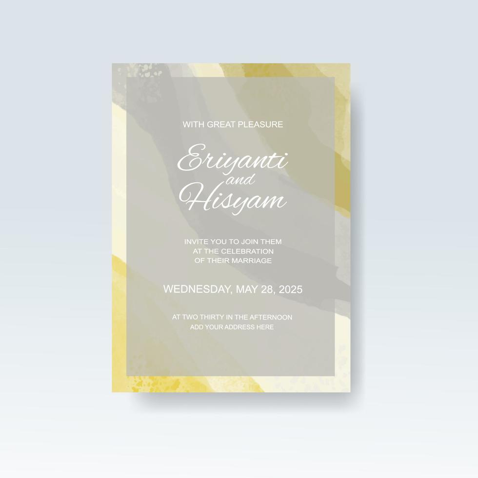 Watercolor wedding invitation card. Beautiful wedding card watercolor with splash. vector