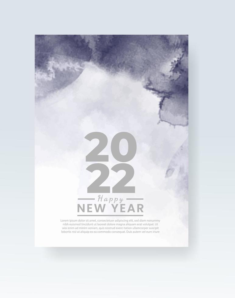 Happy new year 2022 poster or card template with watercolor wash splash vector