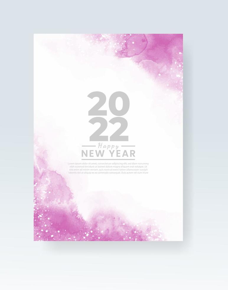 Happy new year 2022 poster or card template with watercolor wash splash vector