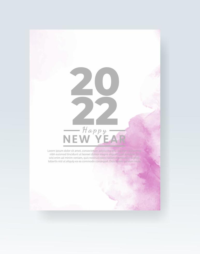 Happy new year 2022 poster or card template with watercolor wash splash vector