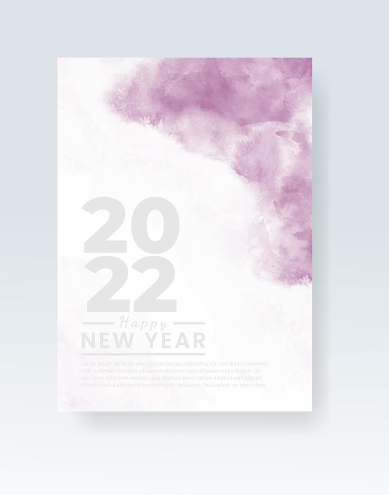 Happy new year 2022 poster or card template with watercolor wash splash vector