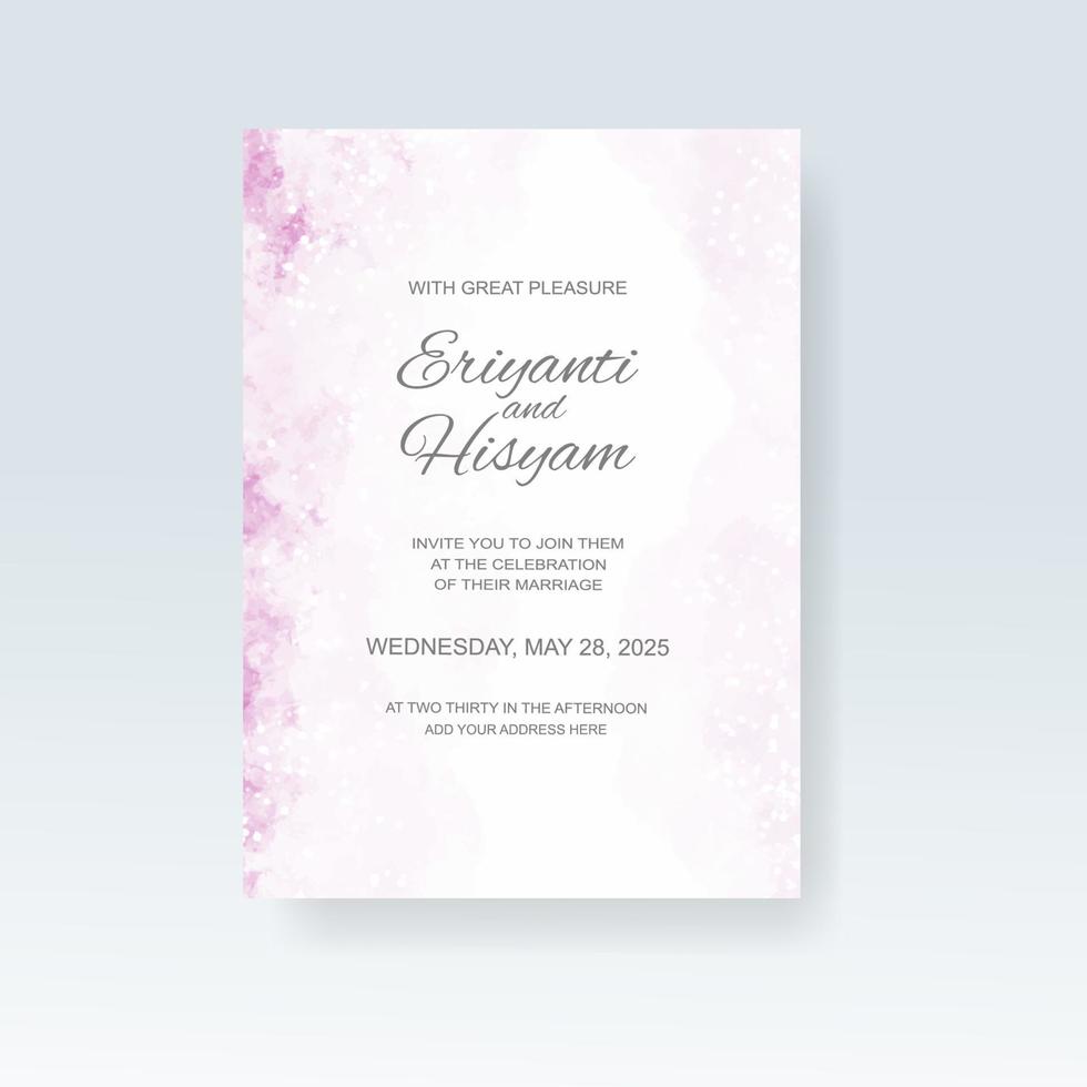 Watercolor wedding invitation card. Beautiful wedding card watercolor with splash. vector