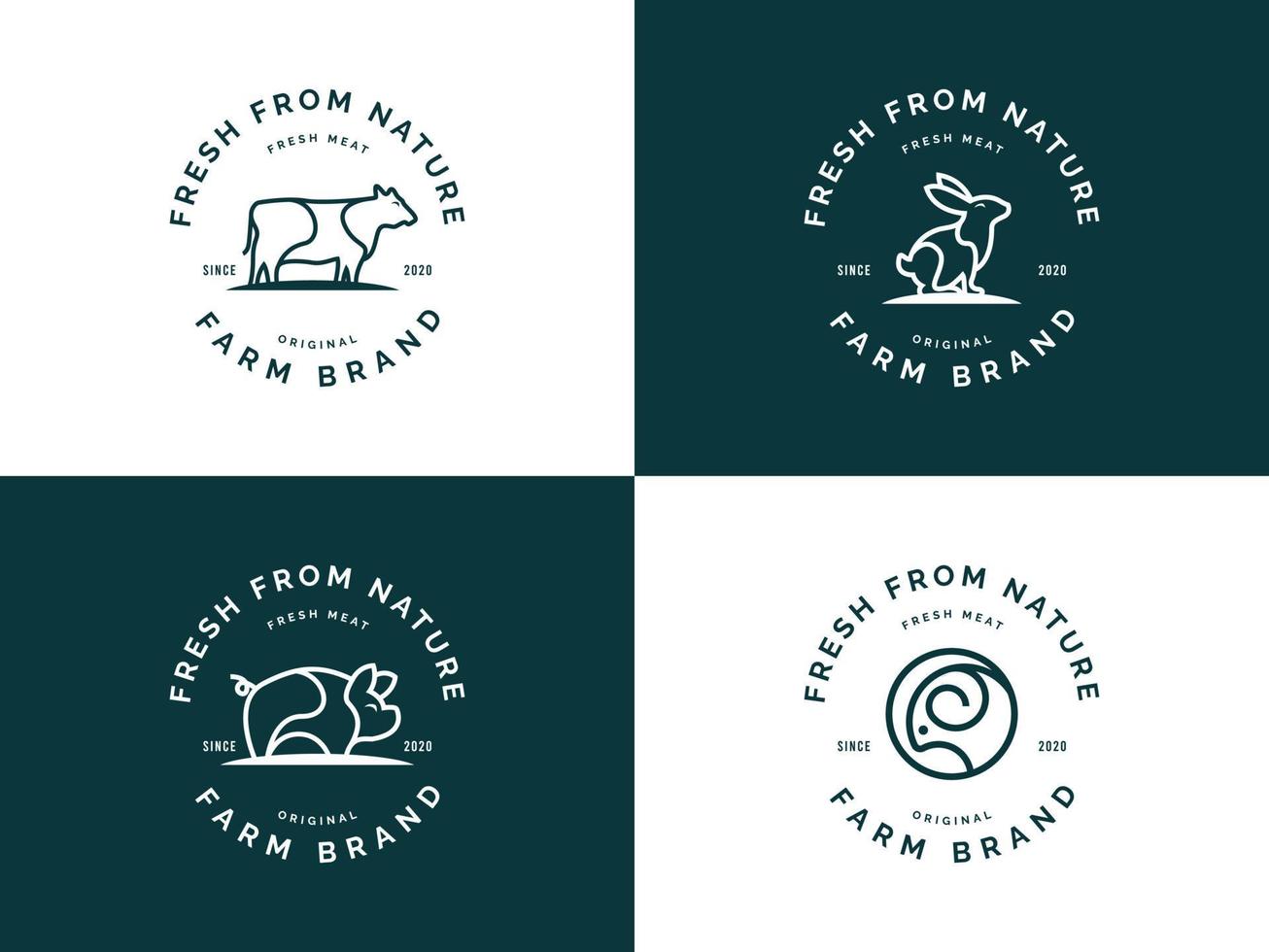 Farm logo with cow chicken vector template