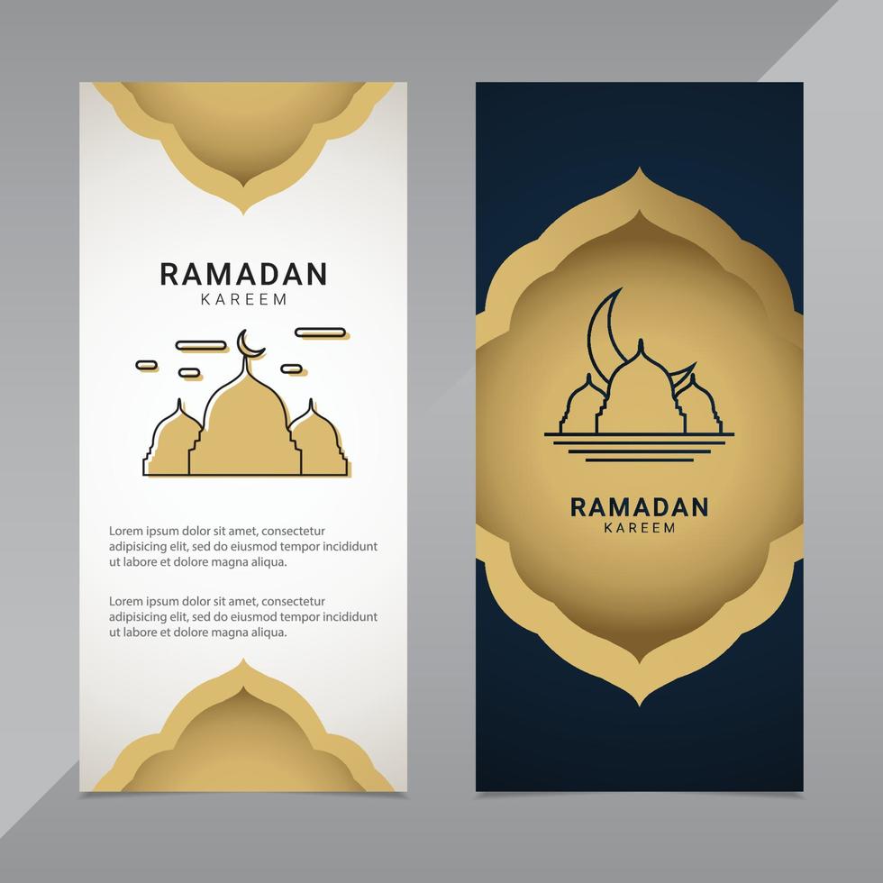 Ramadan banner design template. Golden islamic ornament vector