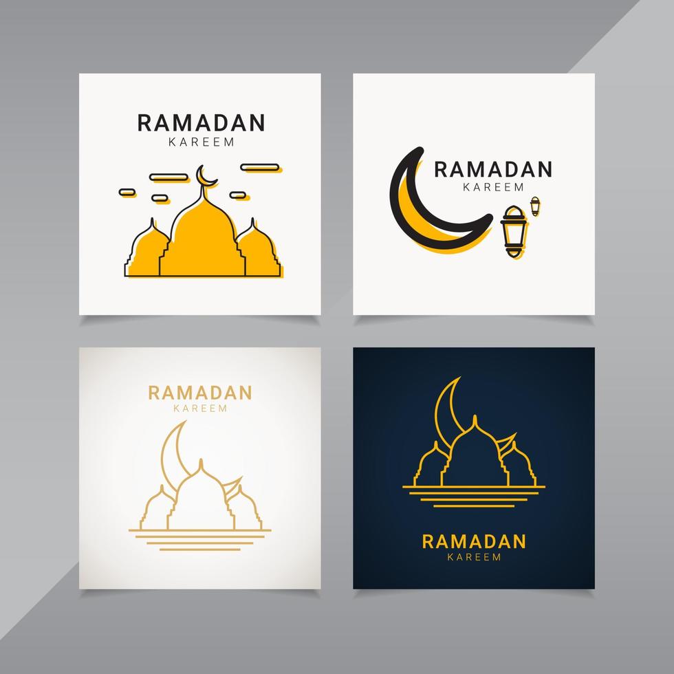 Ramadan banner design template. Golden islamic ornament vector