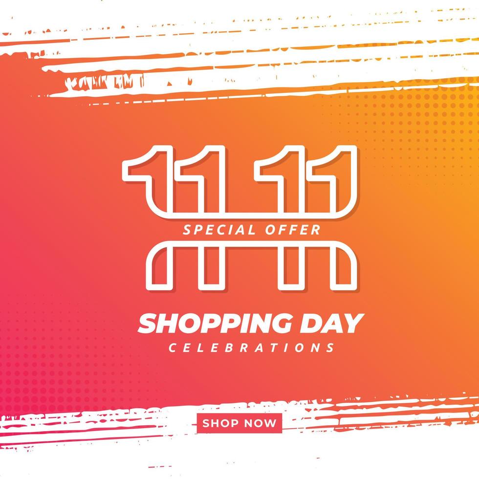11 11 singles shopping day banner template. Cellebrations of online shopping vector